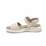 Бежови дамски сандали, естествена кожа - всекидневни обувки за пролетта и лятото N 100025431