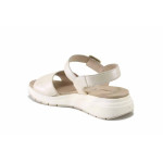 Бежови дамски сандали, естествена кожа - всекидневни обувки за пролетта и лятото N 100025431