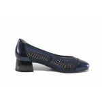 Сини дамски обувки със среден ток, естествена кожа и еко-кожа - ежедневни обувки за пролетта и лятото N 100025433