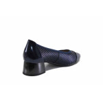 Сини дамски обувки със среден ток, естествена кожа и еко-кожа - ежедневни обувки за пролетта и лятото N 100025433