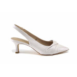 Бели дамски сандали, естествена кожа - елегантни обувки за пролетта и лятото N 100025434