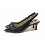 Черни дамски сандали, естествена кожа - официални обувки за пролетта и лятото N 100025435