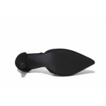 Черни дамски обувки с висок ток, качествен еко-велур - елегантни обувки за пролетта и лятото N 100025436