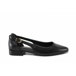 Черни дамски обувки с равна подметка, естествена кожа - ежедневни обувки за пролетта и лятото N 100025437