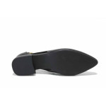 Черни дамски обувки с равна подметка, естествена кожа - ежедневни обувки за пролетта и лятото N 100025437