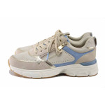 Бежови спортни дамски обувки, здрава еко-кожа - спортни обувки за пролетта и лятото N 100025439