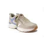 Бежови спортни дамски обувки, здрава еко-кожа - спортни обувки за пролетта и лятото N 100025439
