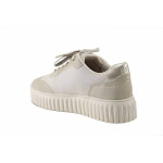 Бежови спортни дамски обувки, здрава еко-кожа - спортни кецове за пролетта и лятото N 100025440