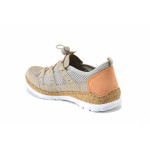 Бежови спортни дамски обувки, еко-кожа и текстилна материя - спортни обувки за пролетта и лятото N 100025442