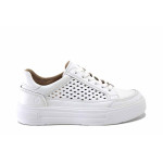 Бели спортни дамски обувки, естествена кожа перфорирана - всекидневни обувки за пролетта и лятото N 100025443