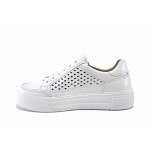 Бели спортни дамски обувки, естествена кожа перфорирана - всекидневни обувки за пролетта и лятото N 100025443