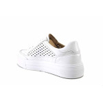 Бели спортни дамски обувки, естествена кожа перфорирана - всекидневни обувки за пролетта и лятото N 100025443