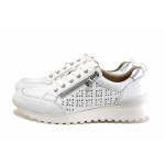 Бели спортни дамски обувки, естествена кожа - всекидневни обувки за пролетта и лятото N 100025441