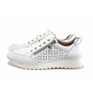 Бели спортни дамски обувки, естествена кожа - всекидневни обувки за пролетта и лятото N 100025441