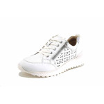 Бели спортни дамски обувки, естествена кожа - всекидневни обувки за пролетта и лятото N 100025441
