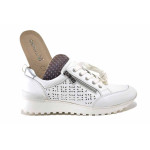 Бели спортни дамски обувки, естествена кожа - всекидневни обувки за пролетта и лятото N 100025441