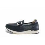 Сини спортни дамски обувки, естествена кожа и текстилна материя - ежедневни обувки за пролетта и лятото N 100025444