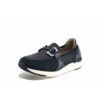 Сини спортни дамски обувки, естествена кожа и текстилна материя - ежедневни обувки за пролетта и лятото N 100025444