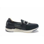 Сини спортни дамски обувки, естествена кожа и текстилна материя - ежедневни обувки за пролетта и лятото N 100025444