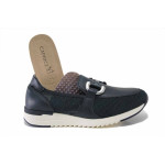 Сини спортни дамски обувки, естествена кожа и текстилна материя - ежедневни обувки за пролетта и лятото N 100025444