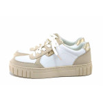 Бели спортни дамски обувки, здрава еко-кожа - спортни кецове за пролетта и лятото N 100025445