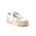 Бели спортни дамски обувки, здрава еко-кожа - спортни кецове за пролетта и лятото N 100025445