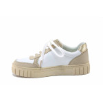 Бели спортни дамски обувки, здрава еко-кожа - спортни кецове за пролетта и лятото N 100025445