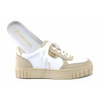 Бели спортни дамски обувки, здрава еко-кожа - спортни кецове за пролетта и лятото N 100025445