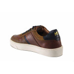 Кафяви мъжки маратонки, естествена кожа - спортни кецове за пролетта и лятото N 100025446