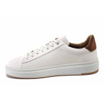 Бели мъжки маратонки, естествена кожа - спортни кецове за пролетта и лятото N 100025447