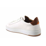 Бели мъжки маратонки, естествена кожа - спортни кецове за пролетта и лятото N 100025447