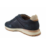 Сини мъжки спортни обувки, естествена кожа - всекидневни обувки за пролетта и лятото N 100025448