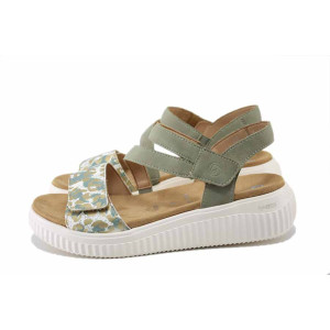 Зелени дамски сандали, естествена кожа - всекидневни обувки за лятото N 100025450