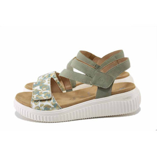 Зелени дамски сандали, естествена кожа - всекидневни обувки за лятото N 100025450