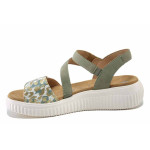 Зелени дамски сандали, естествена кожа - всекидневни обувки за лятото N 100025450