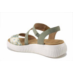 Зелени дамски сандали, естествена кожа - всекидневни обувки за лятото N 100025450