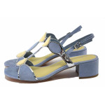 Светлосини дамски сандали, велурена еко-кожа и лачена еко-кожа - всекидневни обувки за лятото N 100025452