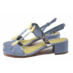 Светлосини дамски сандали, велурена еко-кожа и лачена еко-кожа - всекидневни обувки за лятото N 100025452
