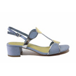 Светлосини дамски сандали, велурена еко-кожа и лачена еко-кожа - всекидневни обувки за лятото N 100025452