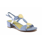 Светлосини дамски сандали, велурена еко-кожа и лачена еко-кожа - всекидневни обувки за лятото N 100025452