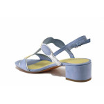 Светлосини дамски сандали, велурена еко-кожа и лачена еко-кожа - всекидневни обувки за лятото N 100025452