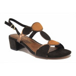 Кафяви дамски сандали, велурена еко-кожа и лачена еко-кожа - ежедневни обувки за лятото N 100025451