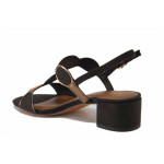 Кафяви дамски сандали, велурена еко-кожа и лачена еко-кожа - ежедневни обувки за лятото N 100025451