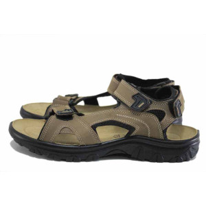 Зелени мъжки сандали, естествена кожа - ежедневни обувки за лятото N 100025455