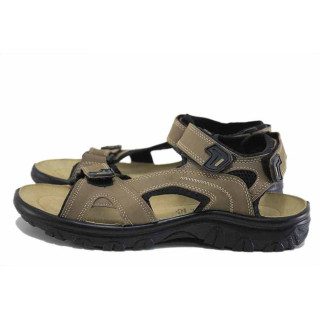 Зелени мъжки сандали, естествена кожа - ежедневни обувки за лятото N 100025455