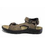 Зелени мъжки сандали, естествена кожа - ежедневни обувки за лятото N 100025455