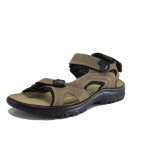 Зелени мъжки сандали, естествена кожа - ежедневни обувки за лятото N 100025455