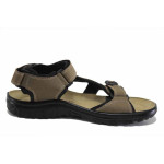 Зелени мъжки сандали, естествена кожа - ежедневни обувки за лятото N 100025455