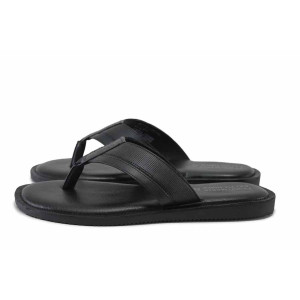 Черни мъжки чехли, естествена кожа - всекидневни обувки за лятото N 100025457