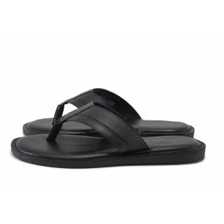 Черни мъжки чехли, естествена кожа - всекидневни обувки за лятото N 100025457